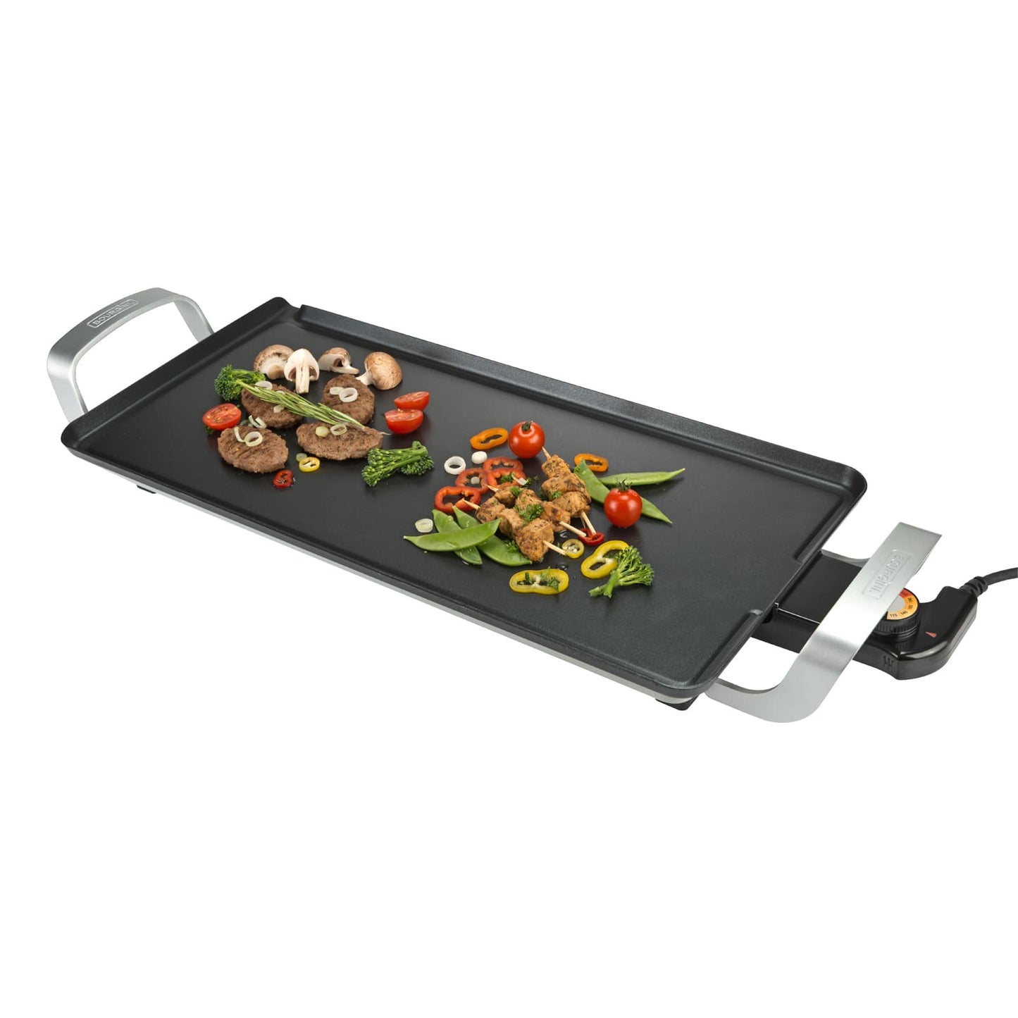 Plancha de Asar, Grill Eléctrico. 2000 W, Revestimiento Antiadherente, para Carnes, Verduras y Pescados, 56x26 cm, Apta para Lavavajillas