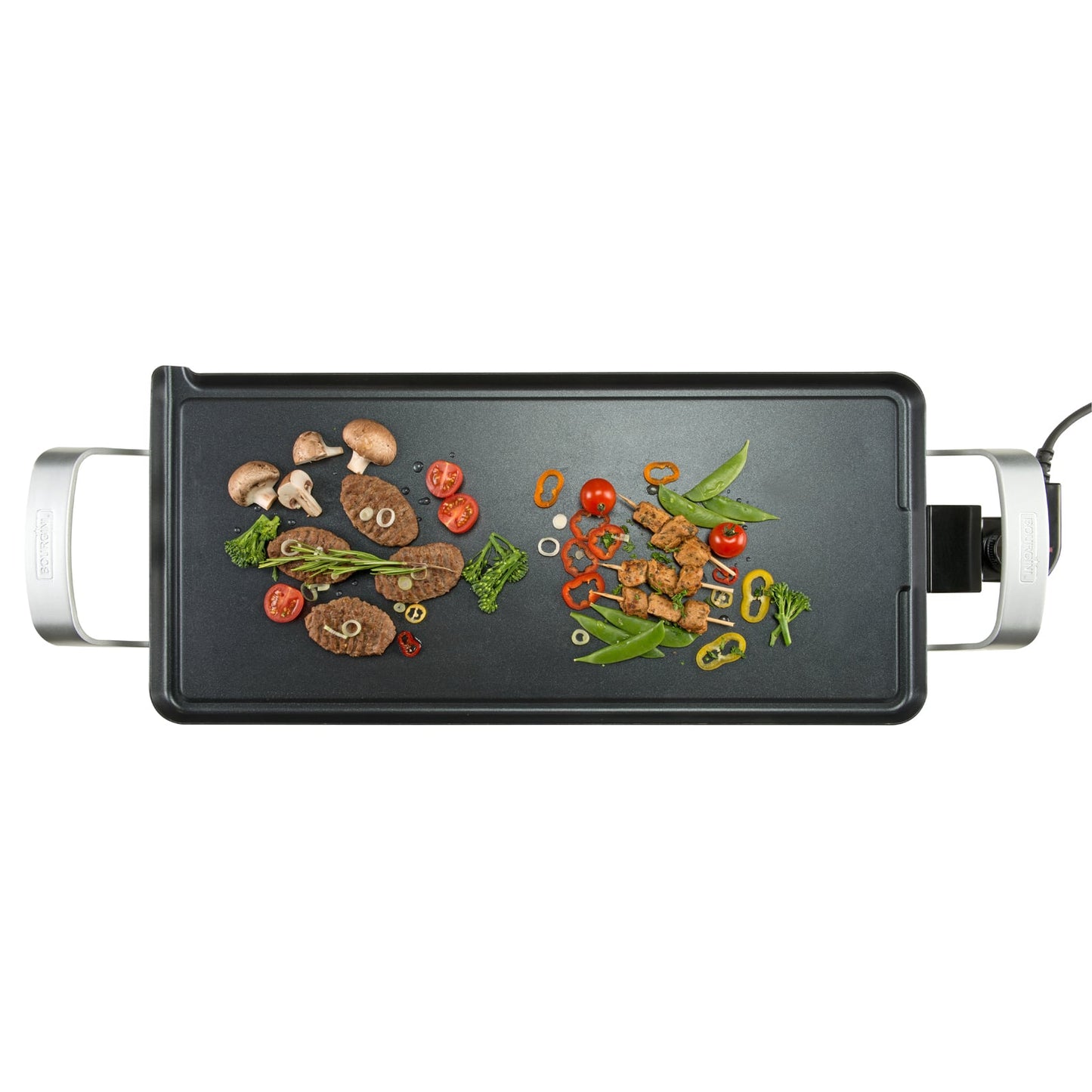 Plancha de Asar, Grill Eléctrico. 2000 W, Revestimiento Antiadherente, para Carnes, Verduras y Pescados, 56x26 cm, Apta para Lavavajillas