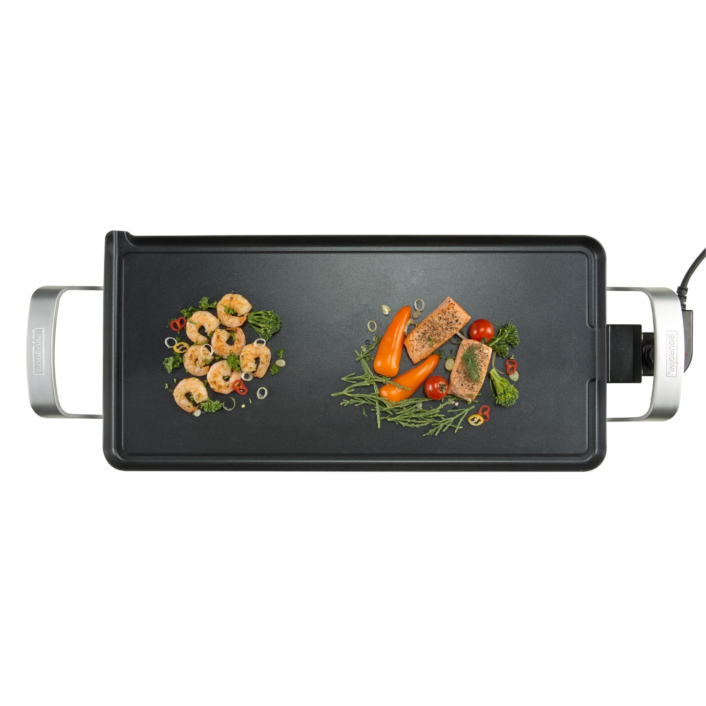 Plancha de Asar, Grill Eléctrico. 2000 W, Revestimiento Antiadherente, para Carnes, Verduras y Pescados, 56x26 cm, Apta para Lavavajillas