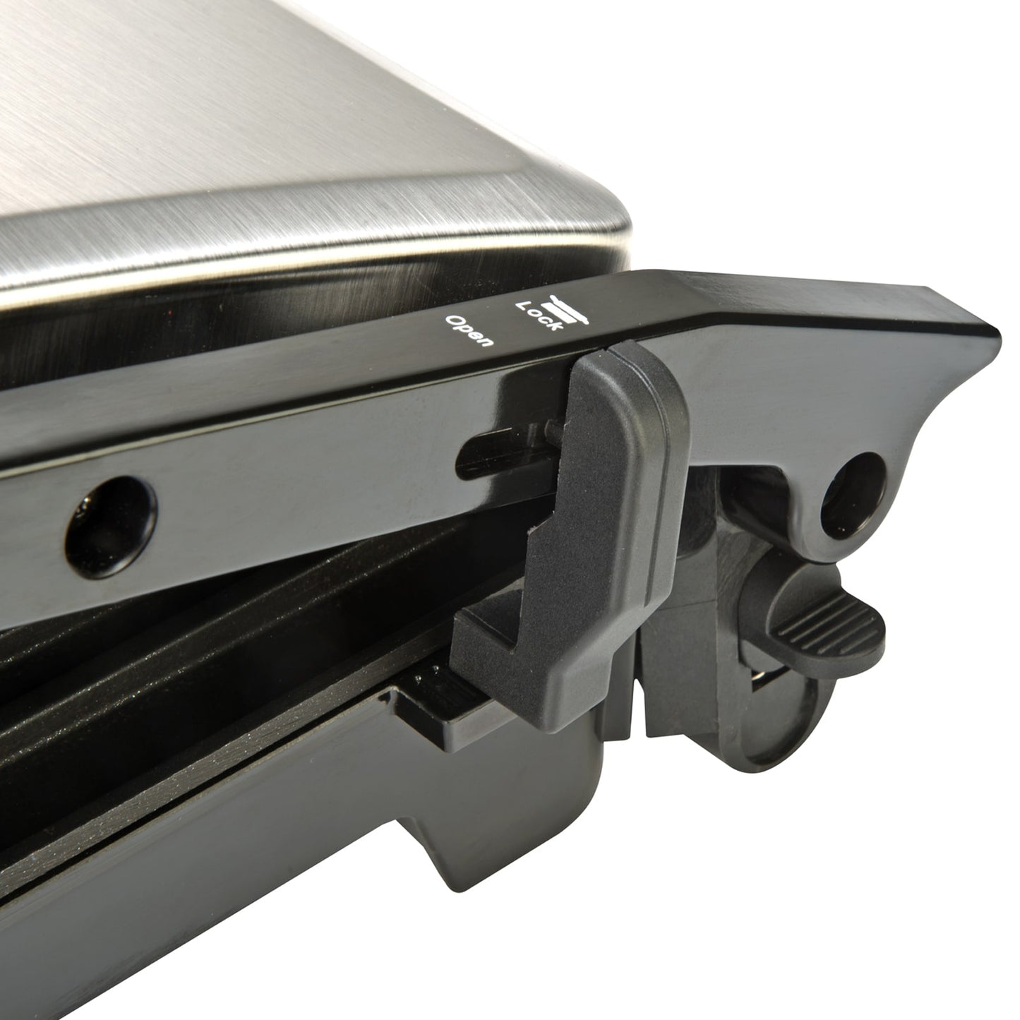 Parrilla Eléctrica Potencia 2000W, Revestimiento Antiadherente, Grill con Regulador de temperatura, Apertura 180º, Superficie 29 x 23 cm, Acero Inoxidable y Plástico