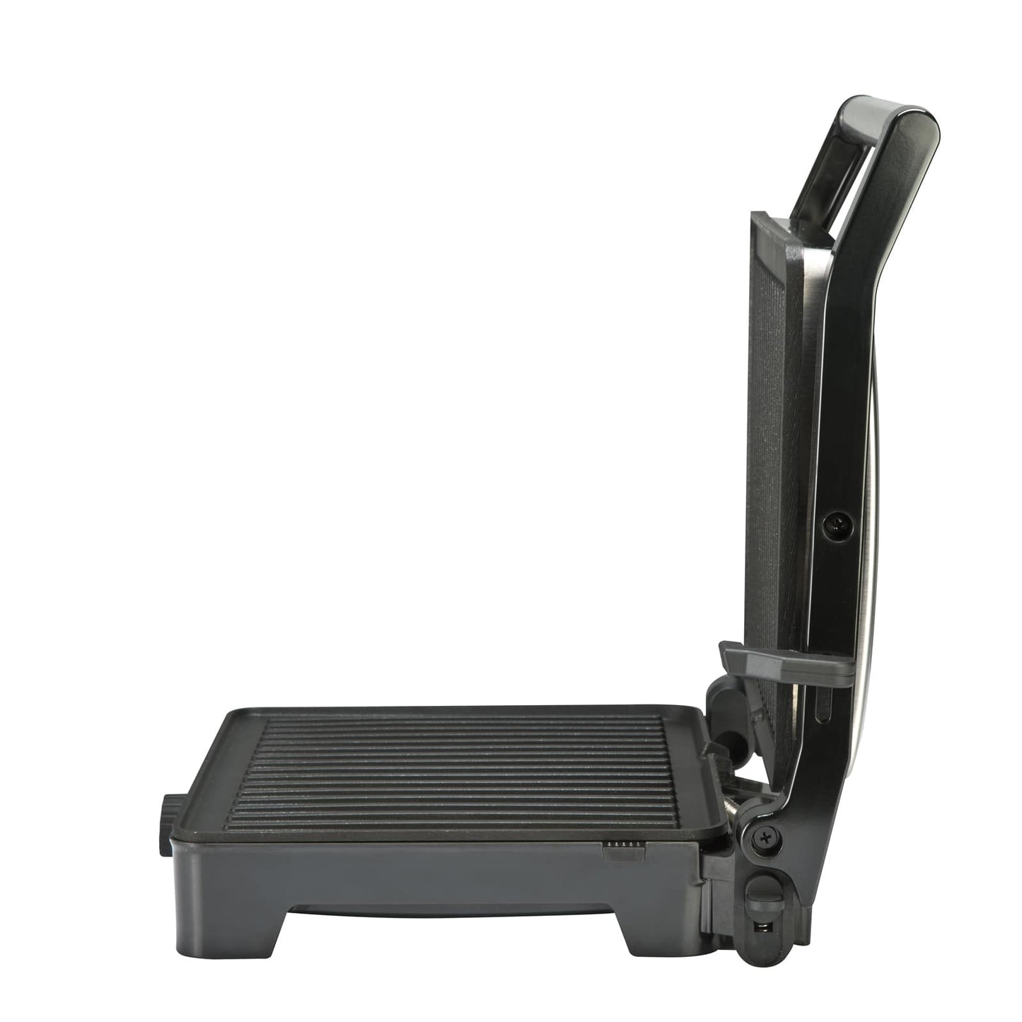 Parrilla Eléctrica Potencia 2000W, Revestimiento Antiadherente, Grill con Regulador de temperatura, Apertura 180º, Superficie 29 x 23 cm, Acero Inoxidable y Plástico