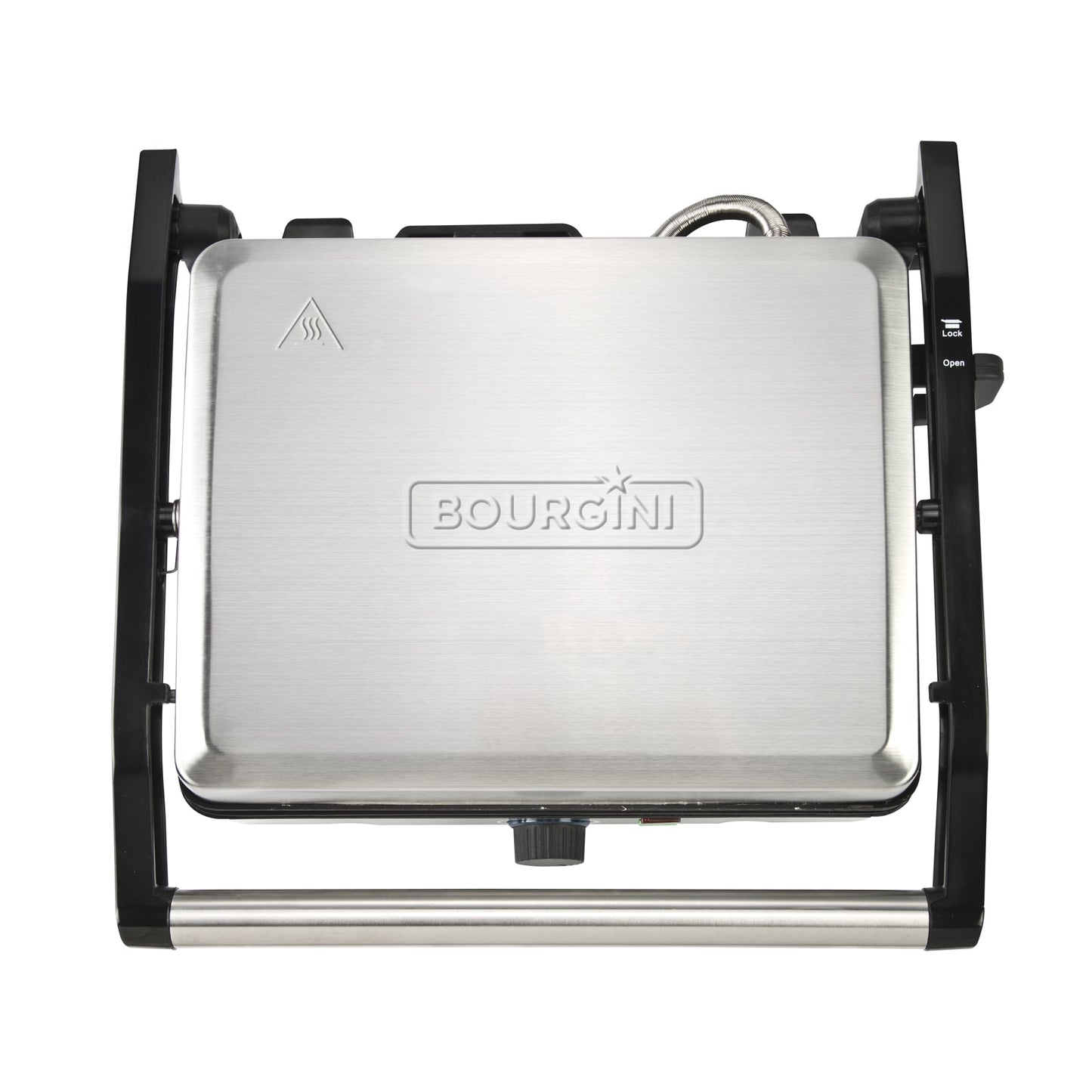 Parrilla Eléctrica Potencia 2000W, Revestimiento Antiadherente, Grill con Regulador de temperatura, Apertura 180º, Superficie 29 x 23 cm, Acero Inoxidable y Plástico