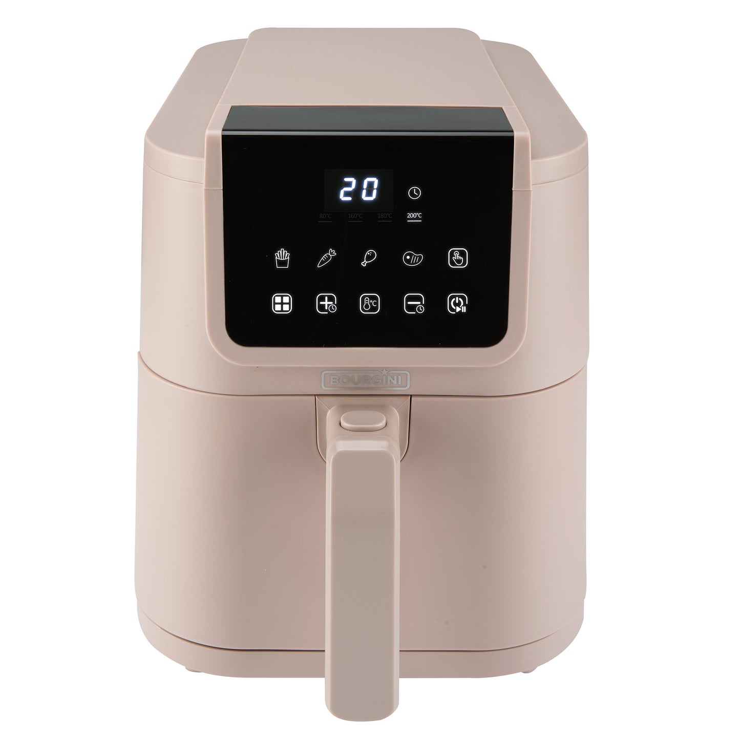 BOURGINI Freidora de Aire con Revestimiento Cerámico Pro, Libre de Químicos (PFAS, C6, PFHxA, PTFE, PFOA y BPA), 5 Litros, Formato Slim 35% más compacto, 1500W, ideal para un hogar sin tóxicos. Beige.