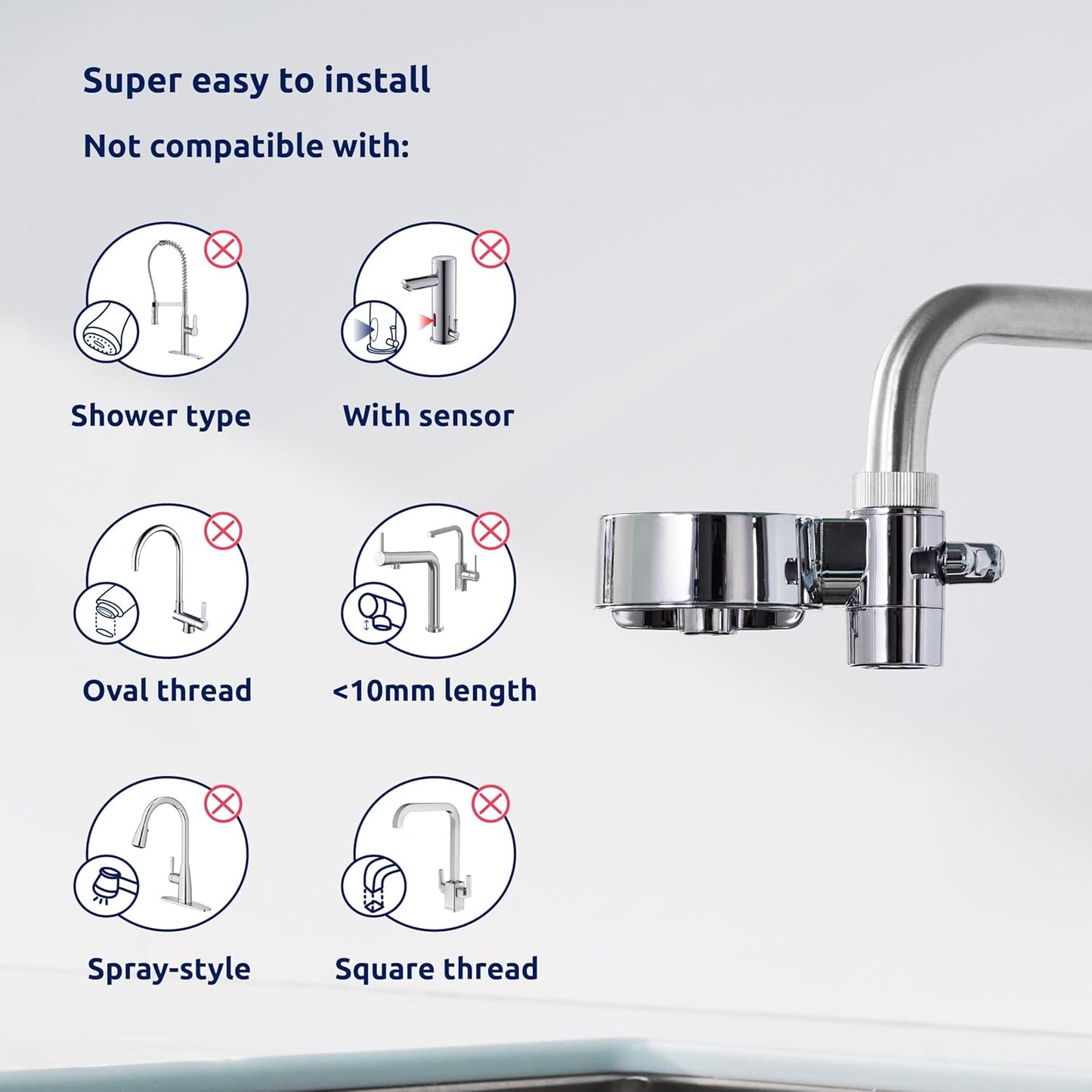 Tappwater EcoPro Compact - Filtro de agua para grifo más pequeño del mercado, filtra más de 100 sustancias. Sistema de filtración en 5 etapas con nanotecnología. Filtro de agua para grifo. (cromado)