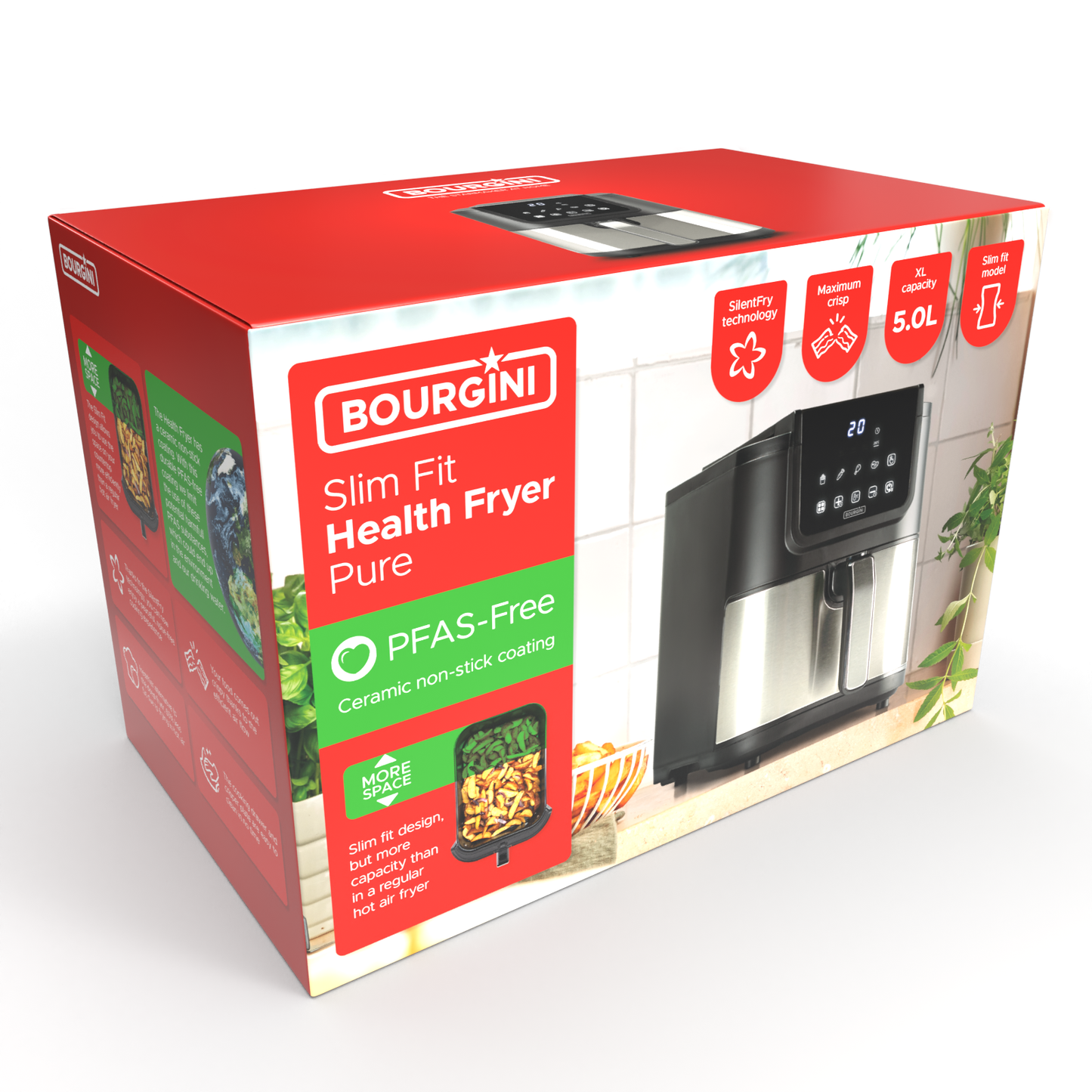 Air Fryer 5.0L con Revestimiento Antiadherente de Cerámica Saludable, libre de tóxicos (PFAS, PBA, Teflón, metales pesados)