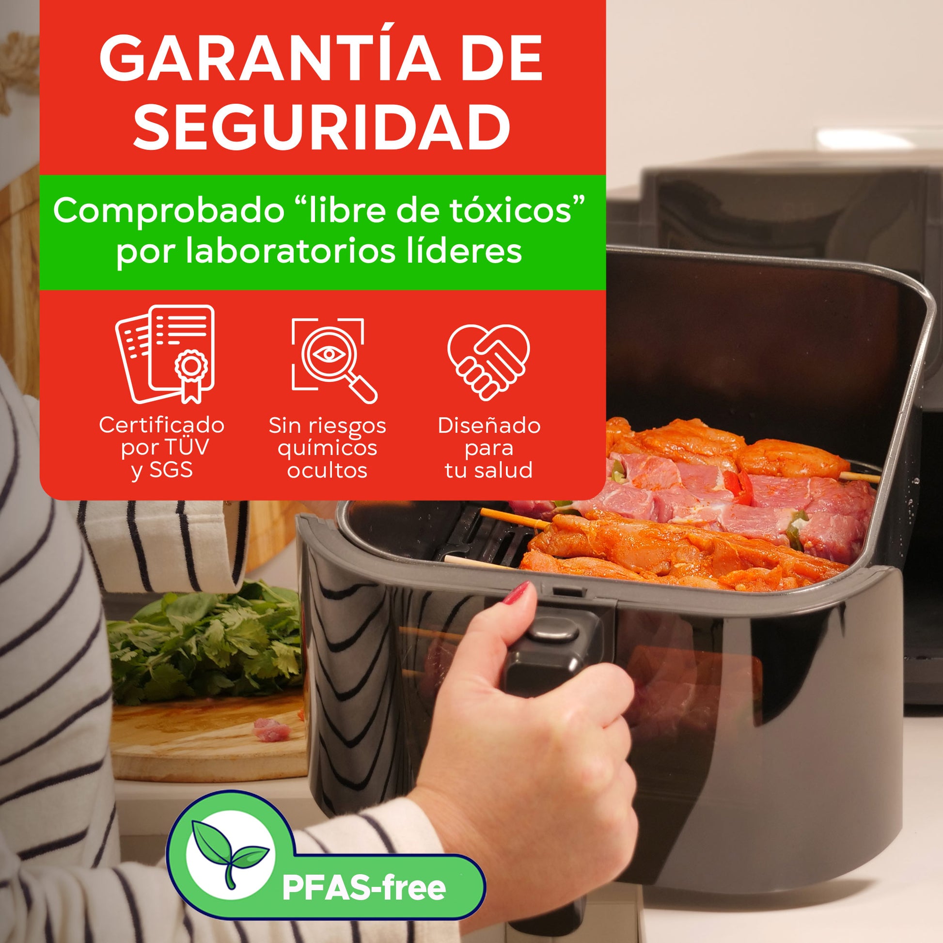 bourgini freidora de aire 8 litros con Certificado Libre de Tóxicos