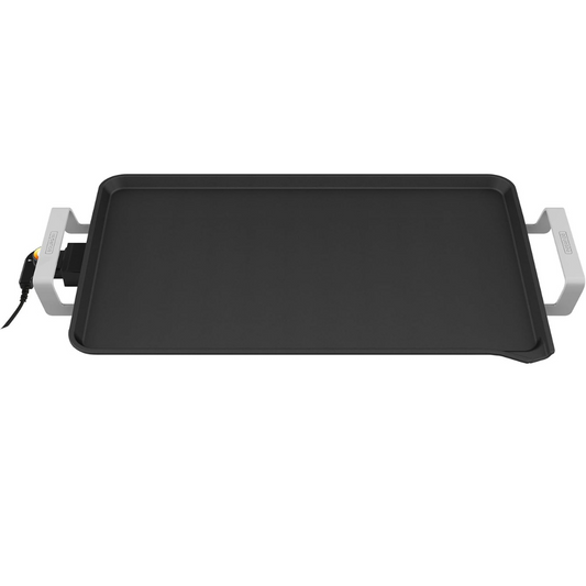 Bourgini Plancha Cocina 2550 W con Revestimiento Cerámico Pro, Libre de Químicos (PFAS, C6, PFHxA, PTFE, PFOA y BPA), Superficie 58 x 33 cm, Temperatura Ajustable, Ideal para un hogar sin tóxicos.
