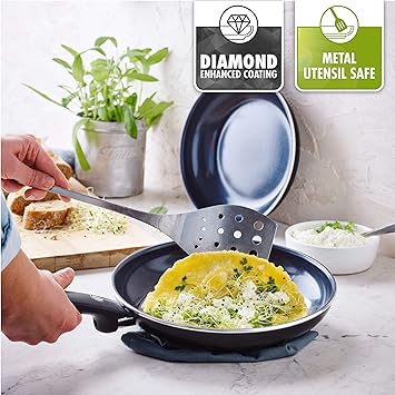 GreenPan Cambridge Juego de Sartén de Cerámica saludable antiadherente de 20 cm y 28 cm, sin PFAS, negra