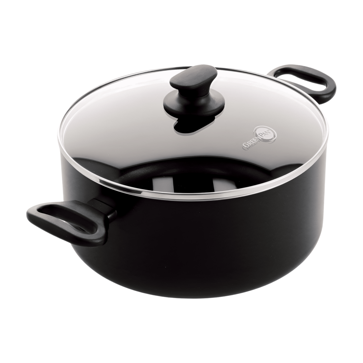 GreenPan Cambridge Olla con tapa de Cerámica antiadherente saludable de 24cm/4.9 Litros, libre de PFAS, Negro