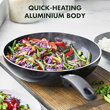 GreenPan Cambridge Sartén Wok de cerámica antiadherente saludable de 28 cm/3.7 L, sin PFAS, negra
