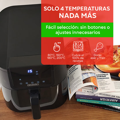 bourgini freidora de aire 8 litros​ con 4 temperaturas
