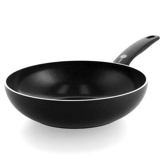 GreenPan Cambridge Sartén Wok de cerámica antiadherente saludable de 28 cm/3.7 L, sin PFAS, negra